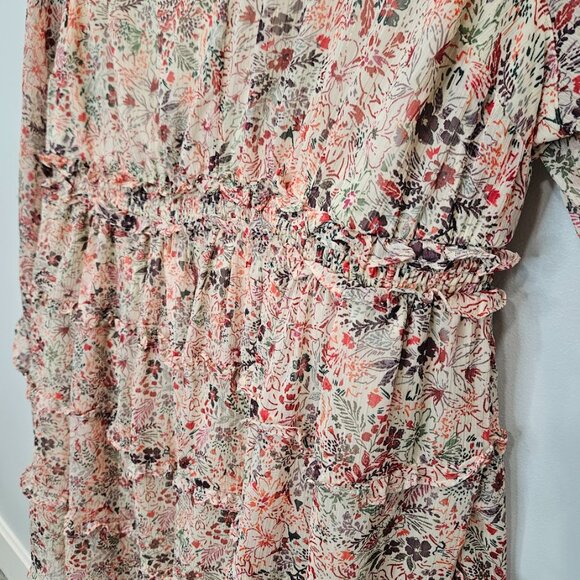 Torrid Floral Dress Long Sleeve Chiffon Long Sleeve Ruffle Mini Short Pink 3X - Picture 7 of 12
